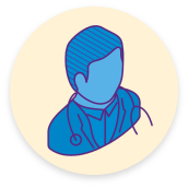 Doctor icon representing potential conversations with patients